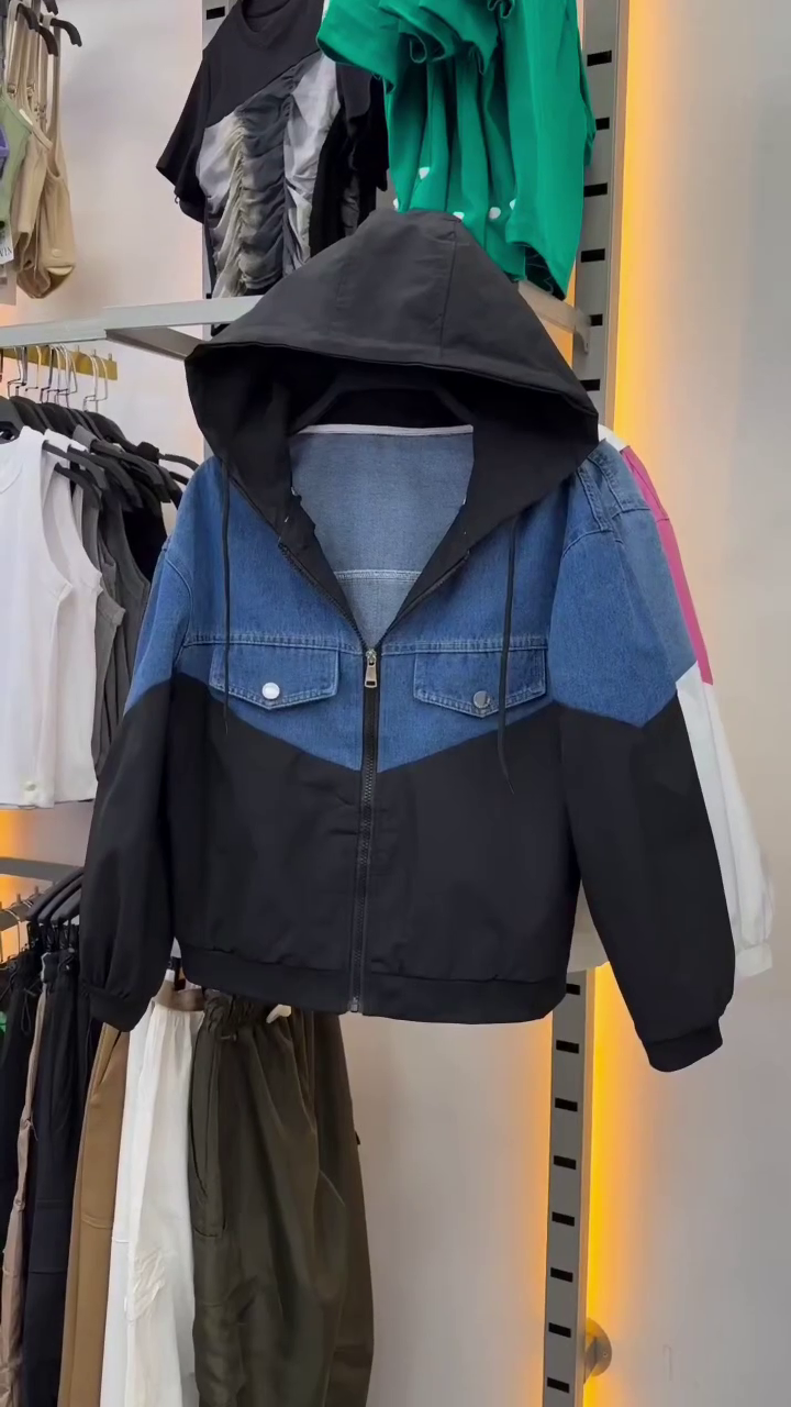 Denim & Nylon Hybrid Hoodie Jacket Streetwear Edition