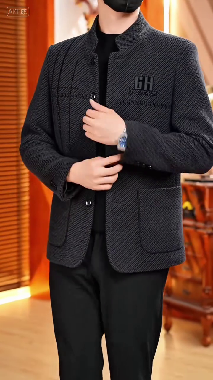 Men's Designer Herringbone Grid Pattern Jacket